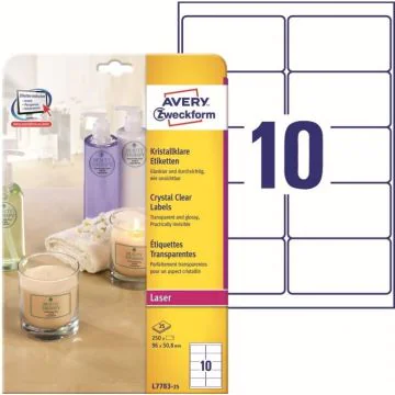 Photo Étiquettes adhésives résistantes - 96 x 50,8 mm - Transparent AVERY