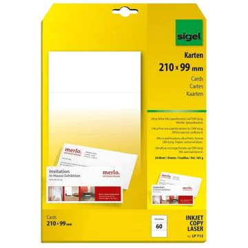 Photo SIGEL Carte de correspondance Blanc DL LP713