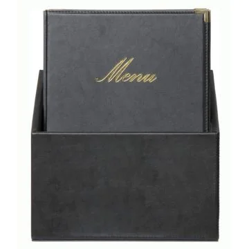 Photo Protège-menus dans une boîte de rangement  A4 cuir - Noir : CLASSIC image