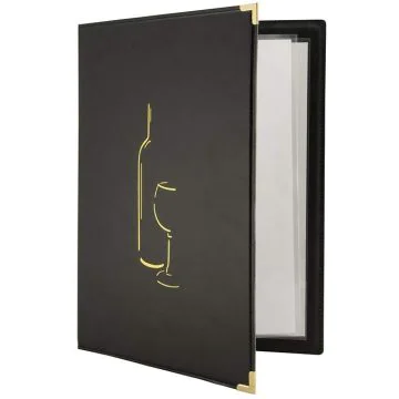 Photo Carte des vins A4 - Imitation cuir - Noir : SECURIT Classic