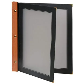Photo Protège-menus A4 - Plastique/Bois - Noir SECURIT Wood MC-WRA4-BL