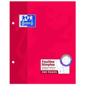 Photo OXFORD Feuilles mobiles Séyès de 200 pages - 170 x 220 mm