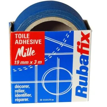 Photo RUBAFIX : Ruban adhésif  toile - Bleu - 19 mm x 3 m - 570200