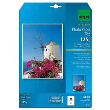 Photo SIGEL  : Lot de 25 papiers photos Top - Format A4 - 125 g/m² IP663