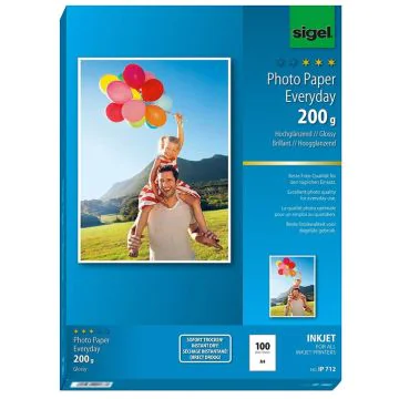 Photo SIGEL IP712 : Lot de papiers photos Brillant Everyday Plus - Format A4 - 200 g/m²