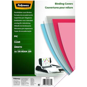 Couverture transparente pour reliure A4 - PVC 0,20 mm FELLOWES