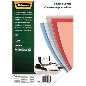 Couverture transparente pour reliure A4 - PVC 0,30 mm FELLOWES
