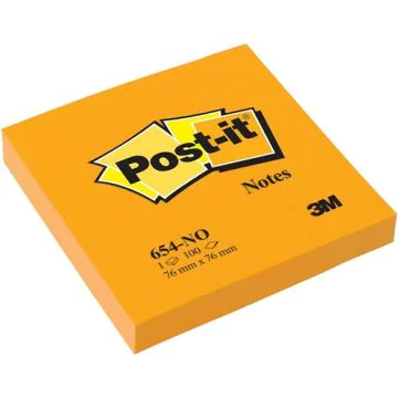 POST-IT Notes adhésives repositionnables - Orange néon - 76 x 76 mm image
