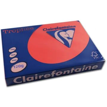 Ramette de papier de 250 feuilles A4 120g - Rouge Corail : CLAIREFONTAINE Trophée Image