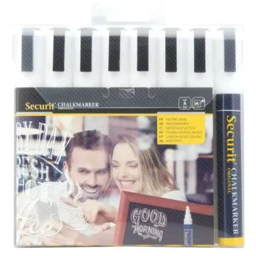 Feutre à craie liquide 2 - 6 mm - Blanc : SECURIT Lot de 8 Image