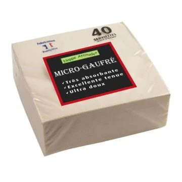 Serviettes de table Micro-Gaufrées - 380 x 380 mm - Ivoire PRO NAPPE Lot de 40 image