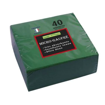 Serviettes de table Micro-Gaufrées - 380 x 380 mm -Vert Sapin : PRO NAPPE Lot de 40 image