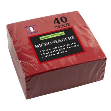 Serviettes de table Micro-Gaufrées - 380 x 380 mm - Rouge : PRO NAPPE Lot de 40 image