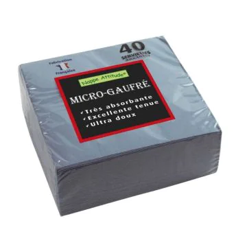 Serviettes de table Micro-Gaufrées - 380 x 380 mm - Gris PRO NAPPE Lot de 40 image