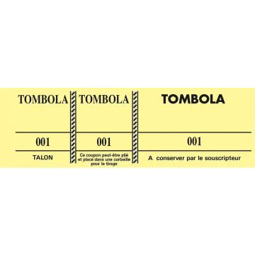 TOMBOLA Carnet de 100 tickets Jaune Modèle