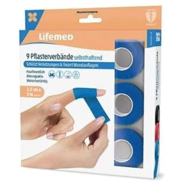 Photo Bandes adhésives élastiques - 25 mm x 5 m - Bleu LIFEMED