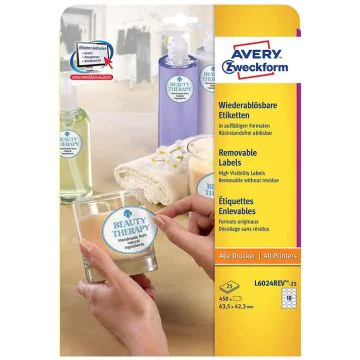 Visuel Étiquettes ovales adhésives - 63,5 x 42,3 mm - Blanc AVERY 