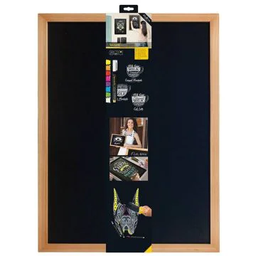 Ardoise murale - Cadre teck - 600 x 800 mm : SECURIT Woody Image