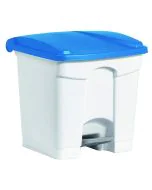 Photo Poubelle à pédale avec couvercle - 30 litres - Blanc/Bleu : HELIT H2402034 