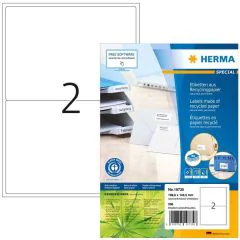 Étiquettes adhésives recyclées - 199,6 x 143,5 mm Blanc HERMA Lot de 160