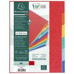 Jeu de 6 Intercalaires A4 en carte lustrée - Assortiment EXACOMPTA image