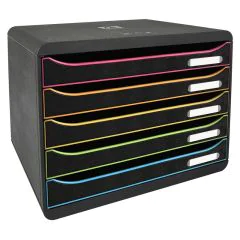 Module de rangement 5 tiroirs - Big Box Plus Horizon - Blanc/Arlequin : EXACOMPTA Black Office image