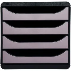 EXACOMPTA : Caisson à 4 tiroirs - Big Box - Noir/argent 310438D