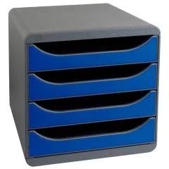 Caisson à 4 tiroirs - Big Box Iderama - Gris Noir/Bleu Royal EXACOMPTA Iderama Image