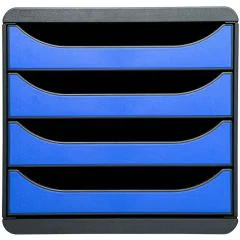 310779D EXACOMPTA : Caisson à 4 tiroirs - Big Box - Gris Noir/Bleu glacé