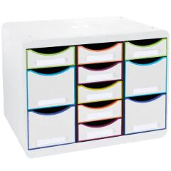 Module de rangement 11 tiroirs - Big Box Multi - Blanc/Arlequin : EXACOMPTA Black Office image