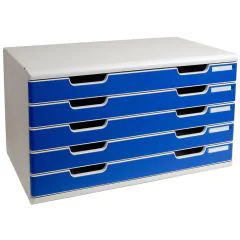 EXACOMPTA : Module de rangement 5 tiroirs - A3 - Gris/bleu