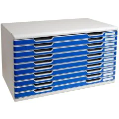 EXACOMPTA : Module de rangement 10 tiroirs - A3 - Gris/bleu