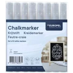 Marqueurs à craie - 3 mm - Blanc : EUROPEL Lot de 8 image