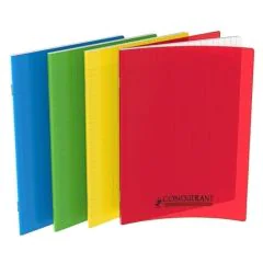 Cahier 96 pages Grands carreaux - 240 x 320 mm - Polypro Assortiment CONQUERANT