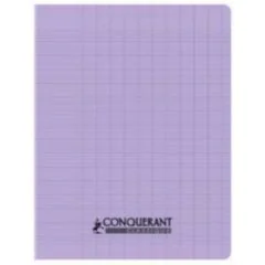 Cahier d'écolier - 96 pages Grands carreaux - 240 x 320 mm - Polypro Lilas Pastel : CONQUERANT