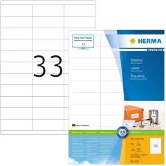 Étiquettes adhésives - 70 x 25,4 mm - Blanc : HERMA Premium Lot de 3300 Image