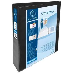 Classeur personnalisable 4 anneaux avec 2 Pochettes - Noir -  Dos de 64 mm EXACOMPTA Image
