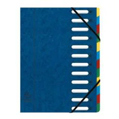 Trieur avec élastiques - Bleu - 12 compartiments EXACOMPTA