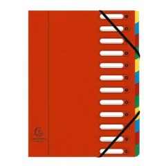 Trieur avec élastiques - Rouge - 12 compartiments EXACOMPTA