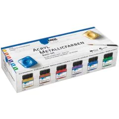 Lot de 6 pots de peinture acrylique métallisée - 20 ml - Assortiment : KREUL Photo