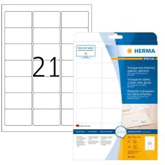 Étiquettes adhésives - Transparente - 63,5 x 38,1 mm HERMA 8017 Signaletique
