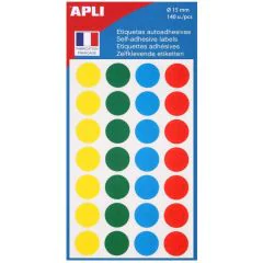 Pastilles adhésives - 15 mm - Couleurs assorties : AGIPA Lot de 140 Visuel
