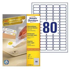 Étiquettes amovibles blanches 35,6 x 16,9 mm AVERY L4732REV-100