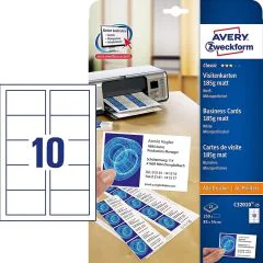Cartes de Visite blanches - 185 g - 85 x 54 mm : AVERY Lot de 250 Image