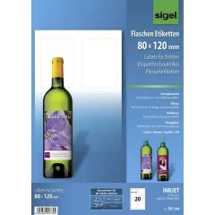 Étiquettes pour Bouteilles - Extra Blanc - 80 x 120 mm SIGEL