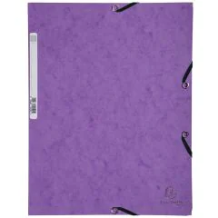 Chemise à élastiques 3 rabats - Violet EXACOMPTA Carte lustrée