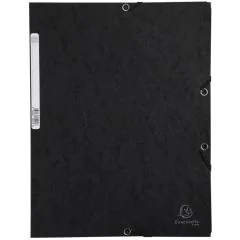 Chemise à élastiques 3 rabats Carte lustrée 400g - Noir : EXACOMPTA Image