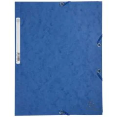 Chemise à élastiques 3 rabats Carte lustrée 400g - Bleu : EXACOMPTA Image