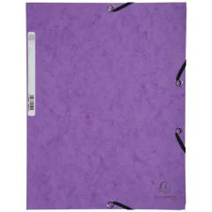 Chemise à élastiques 3 rabats Carte lustrée 400g - Violet : EXACOMPTA Image