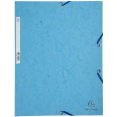 Chemise à élastiques 3 rabats Carte lustrée 400g - Turquoise : EXACOMPTA Visuel